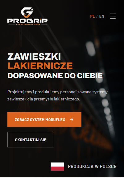 Strona PROGRIP na telefonie
